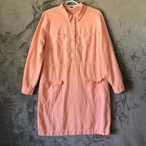 Soft‎ Surroundings Peach Shirt Dress Size M Button Front Casual Utility